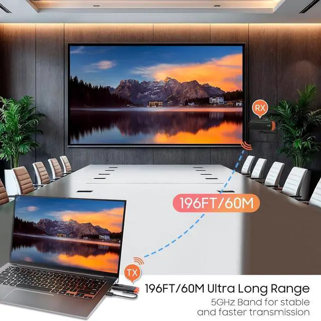 Alt view image 2 of 7 - Wireless HDMI Transmitter and Receiver:, 196 ft. 4K Decoded HDMI Wireless Transmitter Plug and Play, 1080P Output, Streaming Video from Laptop/PC/TV Box to Monitor in Home Office