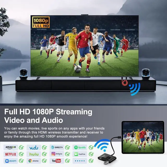 Alt view image 4 of 7 - Wireless HDMI Transmitter and Receiver, Portable USB C to HDMI Wireless Transmitter Kit, Mirror Small Screen to Large Screen, Support Projection of YouTube/Netflix/Hulu and other Streaming Media, Plug
