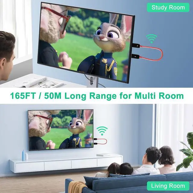 Alt view image 6 of 7 - Wireless HDMI Transmitter and Receiver 50M/165FT, Wireless HDMI Extender, 2.4G/5G Plug and Play Portable HDMI Wireless for Streaming Video and Audio from Laptop/TV Box to Monitor