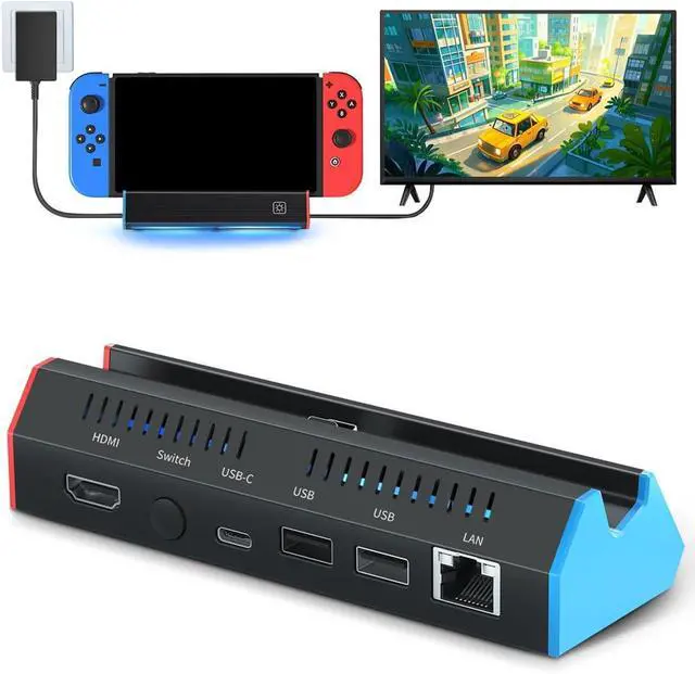 Main image of Switch TV Dock with 1000Mbps Ethernet LAN Port/4K HDMI Port, Portable Switch Dock for Nintendo Switch/Switch OLED, Replacement for Official Switch Dock Base (cable not included)