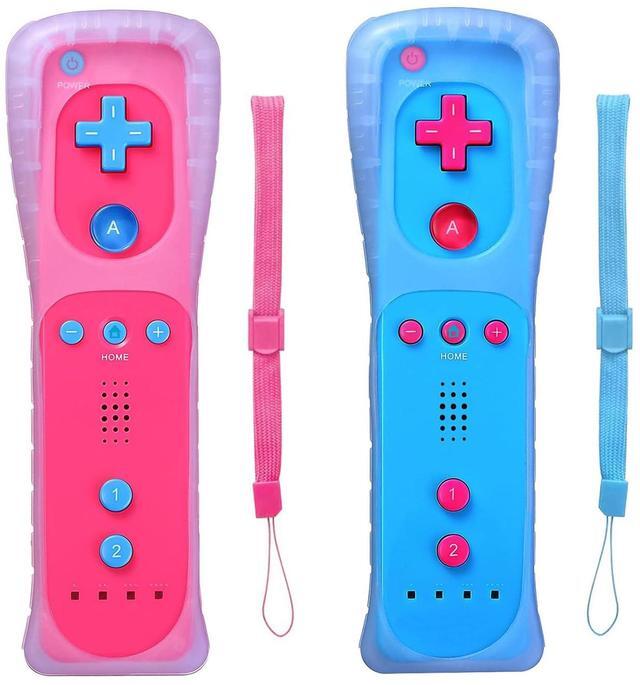 Alt view image 4 of 5 - Wii Controller, Wii Remote 2 Pack Compatible with Nintendo Wii with Wrist Strap and Case Pink and Blue