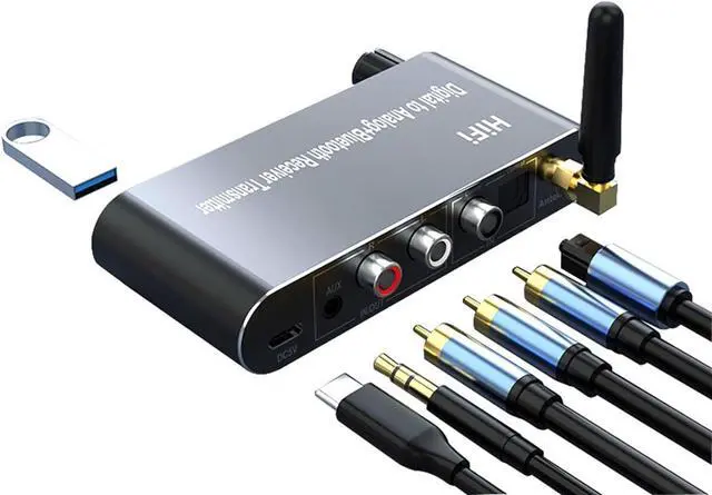 Alt view image 4 of 7 - 1*USB C Bluetooth 5.1 Digital to Analog RCA Audio Adapter Receiver Transmitter