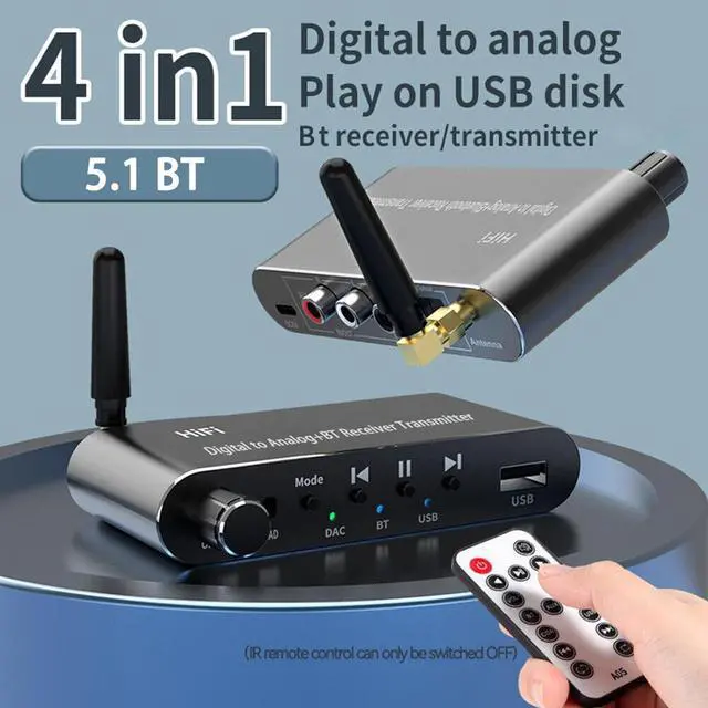 Alt view image 7 of 7 - 1*USB C Bluetooth 5.1 Digital to Analog RCA Audio Adapter Receiver Transmitter