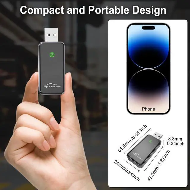 Alt view image 3 of 6 - Wireless Carplay Adapter converts wired to wireless Carplay Dongle for wireless controlPlug and PlayCarplay for iPhone 6 or later and Apple iPhone iOS 10+ Black (Carplay)