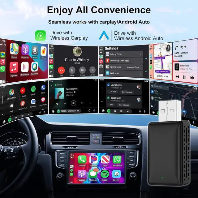 Alt view image 2 of 7 - 2-in-1 Wireless Carplay Adapter, Plug and Play Magic Link Carplay Stable and Fast Connection, Convert Factory Wired to Wireless Carplay Dongle/Android Car Adapter for 2016+ Cars, iPhone iOS 9+