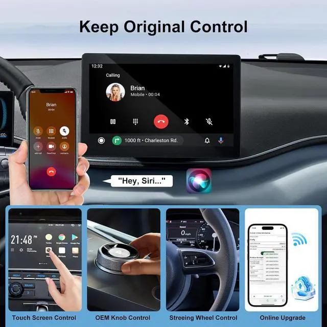 Alt view image 3 of 7 - 2-in-1 Wireless Carplay Adapter, Plug and Play Magic Link Carplay Stable and Fast Connection, Convert Factory Wired to Wireless Carplay Dongle/Android Car Adapter for 2016+ Cars, iPhone iOS 9+