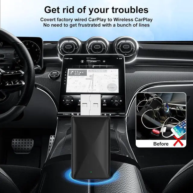 Alt view image 7 of 7 - 2-in-1 Wireless Carplay Adapter, Plug and Play Magic Link Carplay Stable and Fast Connection, Convert Factory Wired to Wireless Carplay Dongle/Android Car Adapter for 2016+ Cars, iPhone iOS 9+