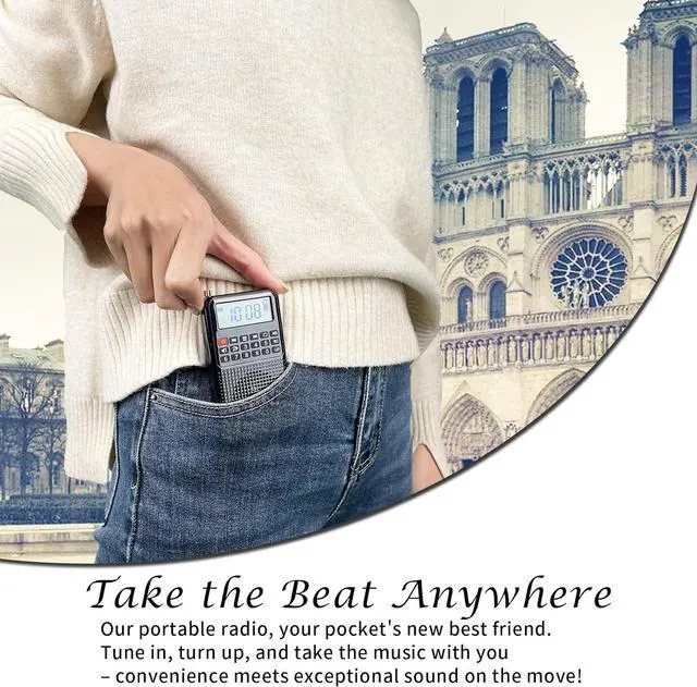 Alt view image 3 of 7 - Portable FM AM Radio with Bluetooth, Recording, TF Card Support, Stable Signal Reception, LED Emergency Light, Home and Outdoor Use Compact Design (Black)