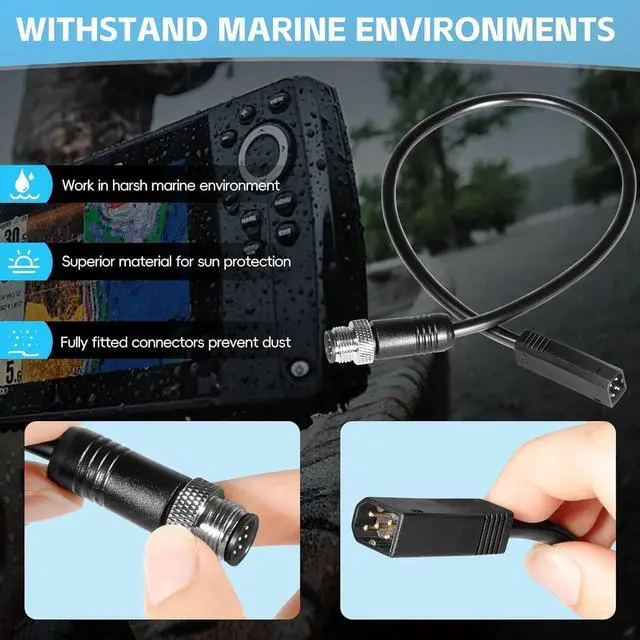 Alt view image 2 of 7 - 720074-12 AS EC QDE Ethernet Adapter Cable for Hummingbird Fishfinder HELIX 7, HELIX 8, HELIX 9, HELIX 10, HELIX 12, and HELIX 15 Models, Networked Hummingbird Fishfinders, 12-inch Lengths
