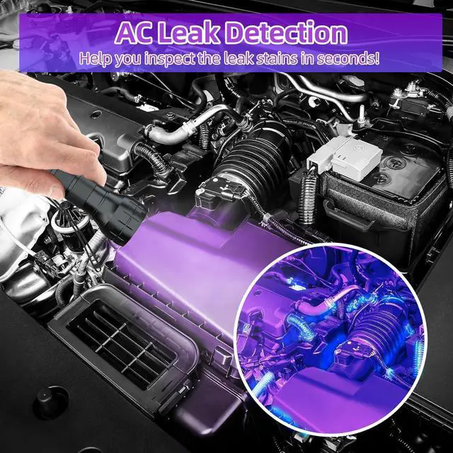Alt view image 6 of 7 - Air Conditioning Leak Detector Tool, Air Conditioning Leak Detector Kit, UV Lamp for AC UV Dye Leak Detection, Oil Dye Leak Detector with Protective Eyewear