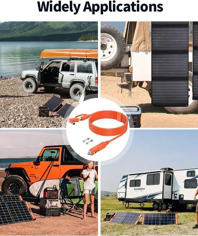 Alt view image 7 of 7 - 12V/24V 2M Car Charger 14AWG Compatible Jackery/BLUETTI/Anker/GRECELL/Goal Zero Yeti/Westinghouse Portable Power Station 15A DC 8.0mm Car Cigarette Lighter Charging Cord with DC7909 + DC8020 Plugs