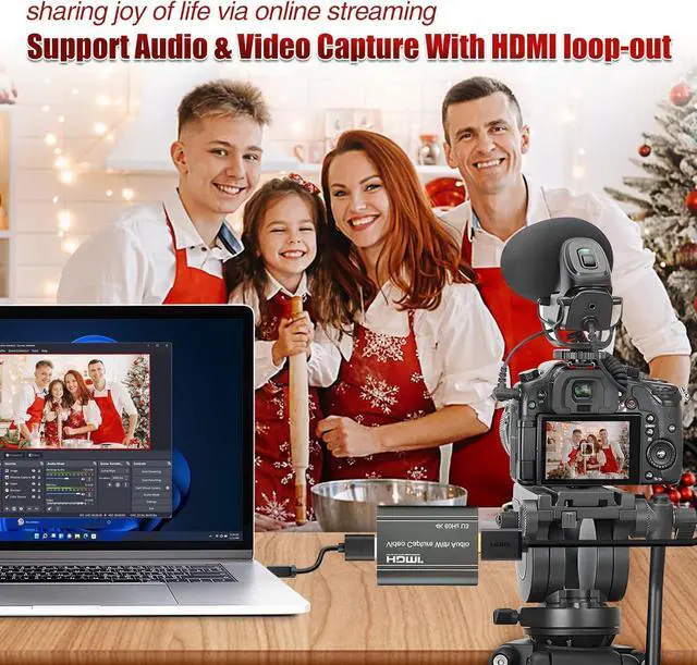 Alt view image 4 of 7 - 4K Video Capture Card, HDMI to USB 3.0, 1080p 60fps Game Capture Device with Audio Output for Streaming Media