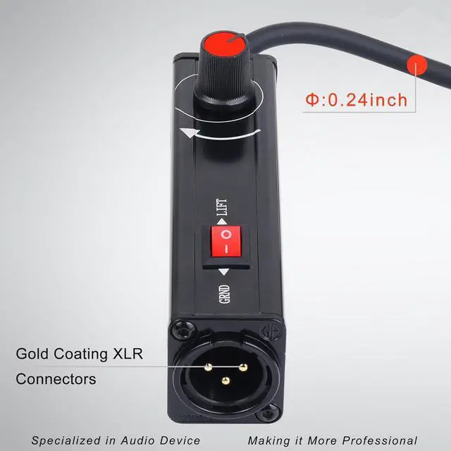 Alt view image 4 of 7 - Pro101A AUX to XLR Isolation Box with Volume Control and Ground Lift Switch Built-in Power Cord Length 3.3 ft. with Removable 3.5 mm Aux Gold Coated Plug (Pro 101A Aux-XLR)