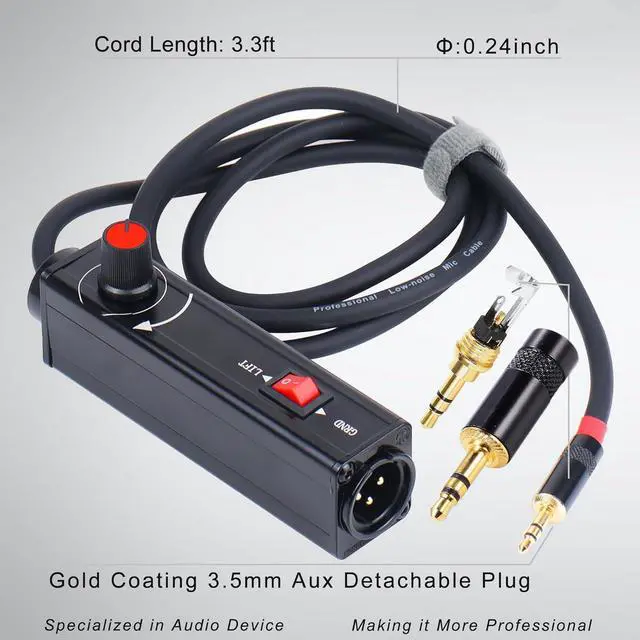 Alt view image 2 of 7 - Pro101A AUX to XLR Isolation Box with Volume Control and Ground Lift Switch Built-in Power Cord Length 3.3 ft. with Removable 3.5 mm Aux Gold Coated Plug (Pro 101A Aux-XLR)