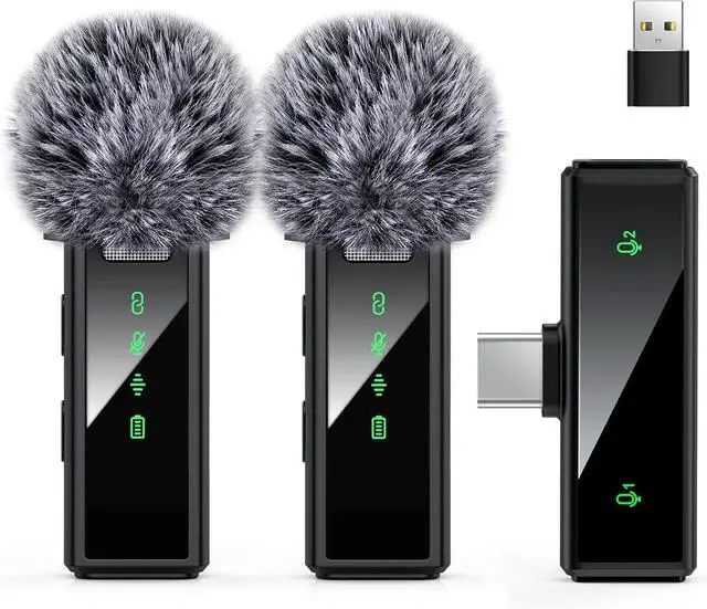 Main image of USB C Wireless Lavalier Microphone with Noise Cancellation for Android, PC, Laptop, iPhone 15/16, USB Microphone with Noise Cancellation, Lavalier Microphone Wireless for Video Recording, Video Bloggi