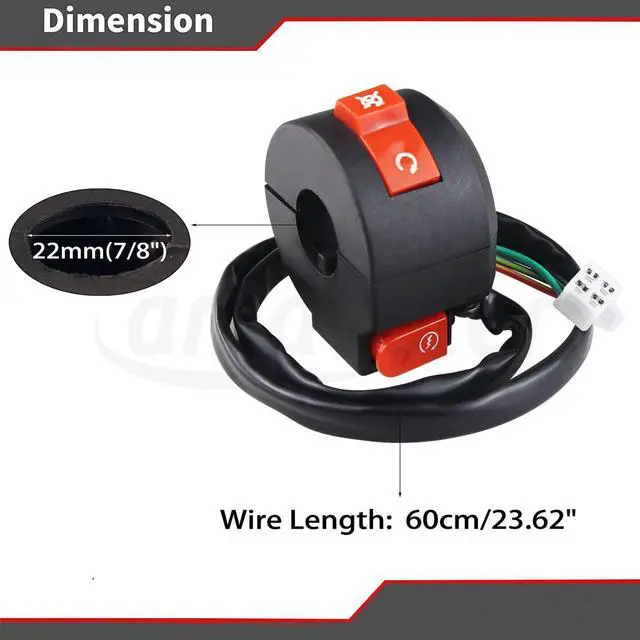 Alt view image 4 of 5 - Handlebar mounted motorcycle switch start termination switch 7/8 22mm 4 wire aftermarket replacement parts for 110cc 125cc Taotao ATVs quad bike pit bike.