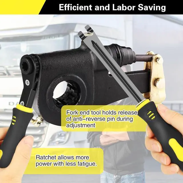 Alt view image 2 of 6 - 2-piece slack adjuster tool set, half-brake adjustment, fork end release and 5/16 double square reversible ratchet, automatic slack adjuster release kit