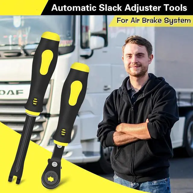 Alt view image 4 of 6 - 2-piece slack adjuster tool set, half-brake adjustment, fork end release and 5/16 double square reversible ratchet, automatic slack adjuster release kit
