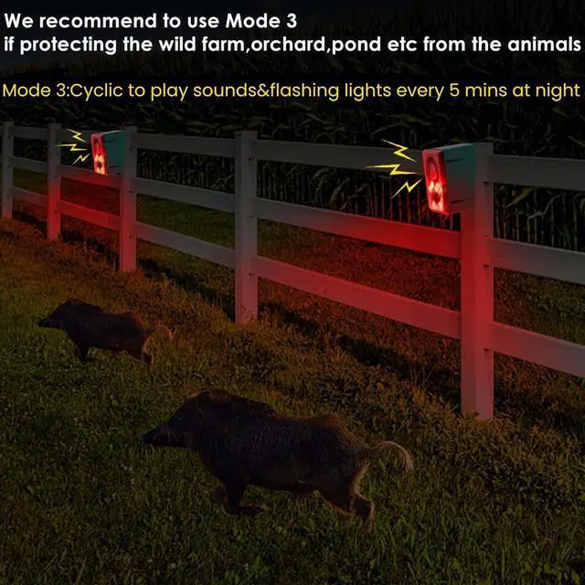 Alt view image 3 of 7 - Solar Powered Outdoor Motion Sensor Alarm - Barking Dogs and Gunshots, Supports Recording ± Volume, 130db Loud Noise Maker, 3 Operating Modes with USB Strobe Light, Farewell to Intruders