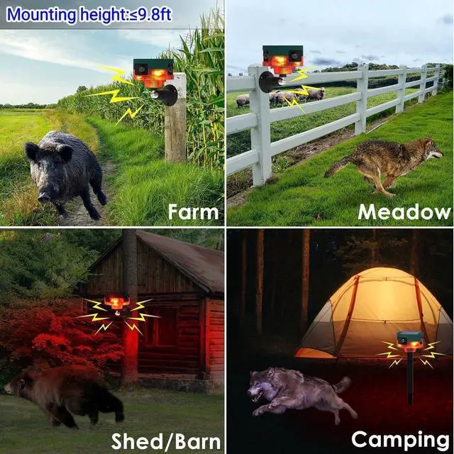 Alt view image 2 of 7 - Solar Powered Outdoor Motion Sensor Alarm - Barking Dogs and Gunshots, 130db Loud Noise Maker, Recording Support, 13 Sound Strobe Lights with USB, Say Goodbye to Intruders