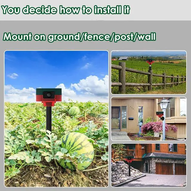 Alt view image 4 of 7 - Solar Powered Outdoor Motion Sensor Alarm - Barking Dogs and Gunshots, 130db Loud Noise Maker, Recording Support, 13 Sound Strobe Lights with USB, Say Goodbye to Intruders