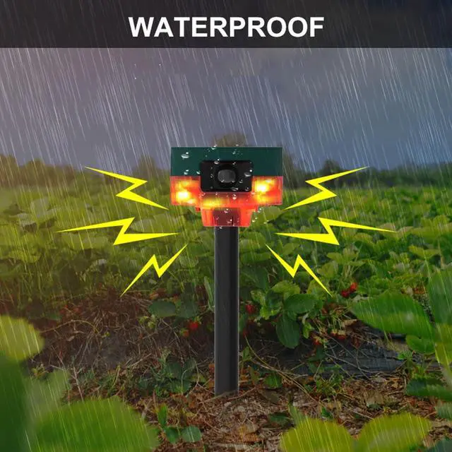 Alt view image 6 of 7 - Solar Powered Outdoor Motion Sensor Alarm - Barking Dogs and Gunshots, 130db Loud Noise Maker, Recording Support, 13 Sound Strobe Lights with USB, Say Goodbye to Intruders