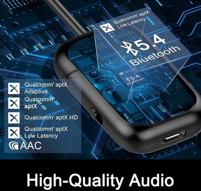 Alt view image 6 of 7 - Airplane Bluetooth 5.4 Transmitter Adapter, Supports 2 AirPods/Headphones 2-in-1 Bluetooth Transmitter Receiver with aptX Low Latency, Wireless Adapter for Flight, TV, Gym, Tablet Car Stereo (Black)