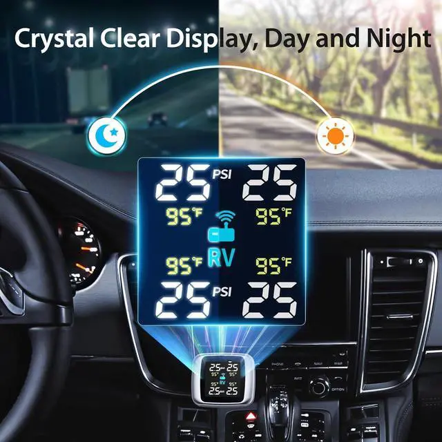 Alt view image 2 of 7 - Tire Pressure Monitoring System, Wireless TPMS with 4 External Sensors and 6 Alarm Modes, Color Display, Real Time Tire Pressure Monitoring System, Ideal for RV SUV MPV Truck Sedan (0-87 PSI)