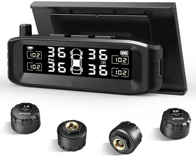 Main image of Tire Pressure Monitoring System, Wireless Solar TPMS with 4 External Sensors and 6 Alarm Modes, Color Display, Easy Windshield Mount, Ideal for RV Sedan SUV MPV Truck (0-87 PSI)