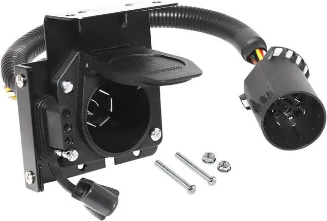 Main image of Multi-Directional Trailer 7-Way Blade and 4-Way Flat Trailer Wiring Adapter for Ford GM Ram GMC Sierra Grand Cherokee, Dual Output Vehicle Side Trailer Lights Plug Connector Harness USCAR Requires 7-P