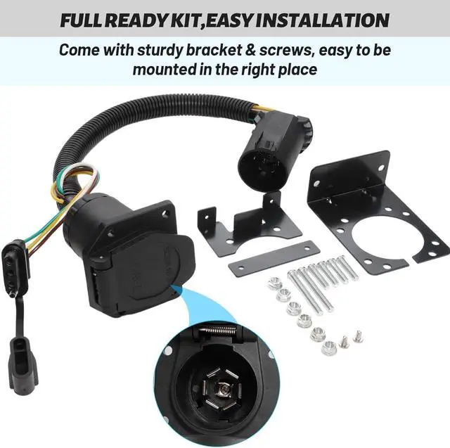 Alt view image 3 of 7 - Multi-Directional Trailer 7-Way Blade and 4-Way Flat Trailer Wiring Adapter for Ford GM Ram GMC Sierra Grand Cherokee, Dual Output Vehicle Side Trailer Lights Plug Connector Harness USCAR Requires 7-P