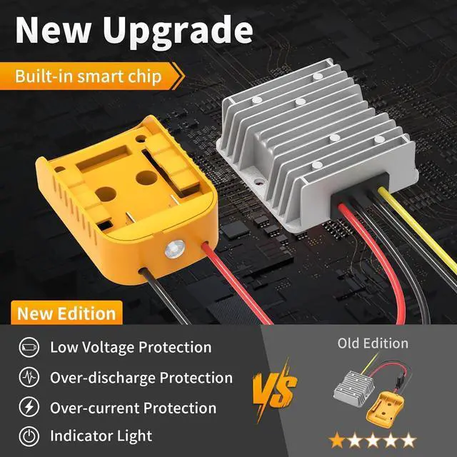 Alt view image 3 of 6 - DC 20V to 12V Step-Down Converter with Switch Compatible Dewalt 20V Battery,Over Discharge Protection,DC12V 20A 240W Buck Converter Voltage Regulator for Golf Cart RC Car Truck DIY