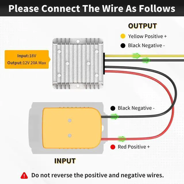 Alt view image 5 of 6 - DC 20V to 12V Step-Down Converter with Switch Compatible Dewalt 20V Battery,Over Discharge Protection,DC12V 20A 240W Buck Converter Voltage Regulator for Golf Cart RC Car Truck DIY