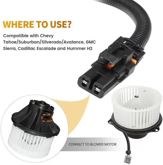 Alt view image 3 of 6 - 15-75221 Blower Motor Wiring Harness 14 in (Approx. 35.6 cm) Fits 2007-2014 GM Chevrolet Tahoe Suburban Silverado Avalance,GMC Sierra Buick Yukon,Escalade,Fits Hummer,OE 15887352,222229 57044