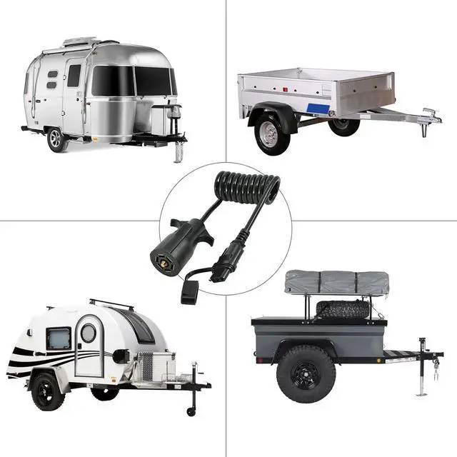 Alt view image 5 of 7 - 7-Way Blade to 4-Way Flat Trailer Adapter Coiled Harness 5-Foot Male 7-Pin to 4-Pin Trailer Extension Shell Cable, Heavy Duty 18AWG Copper 7 to 4-Wire Trailer Connector Plug 60 in.