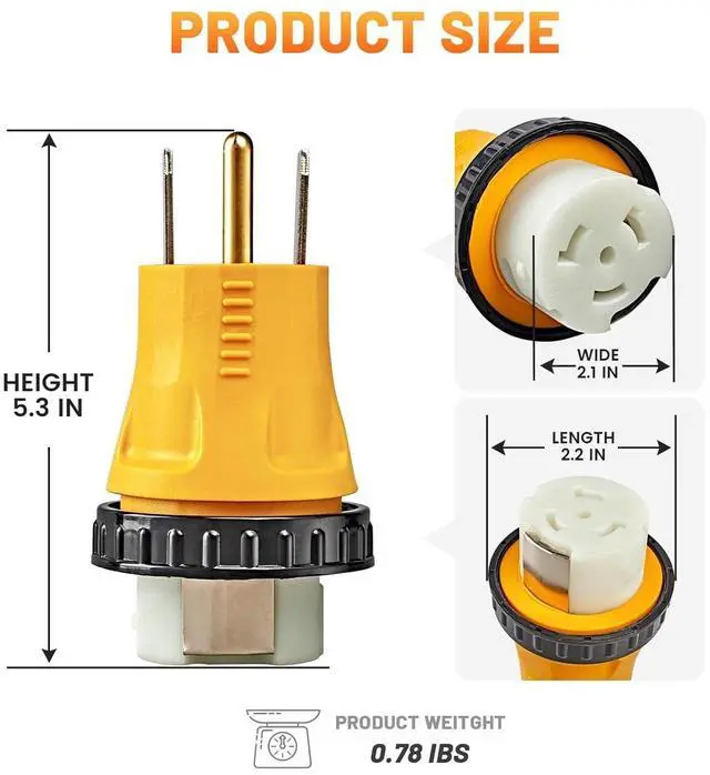 Alt view image 2 of 7 - NEMA 14-50P to SS2-50R Twist Lock RV Generator Adapter,50 Amp 14-50P RV Generator Plug to Coastal Power Adapter,125/250V for 50A Transmission Switching Power Entry Box,RV Camper,Gen erator to House