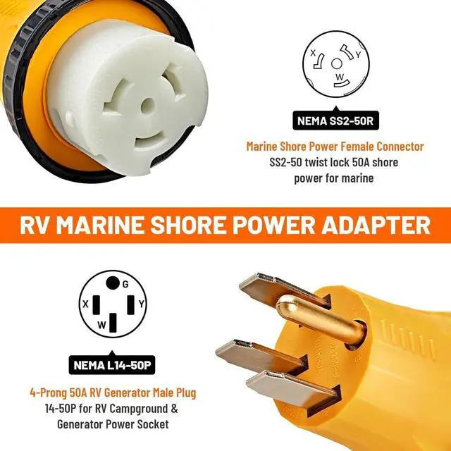 Alt view image 4 of 7 - NEMA 14-50P to SS2-50R Twist Lock RV Generator Adapter,50 Amp 14-50P RV Generator Plug to Coastal Power Adapter,125/250V for 50A Transmission Switching Power Entry Box,RV Camper,Gen erator to House