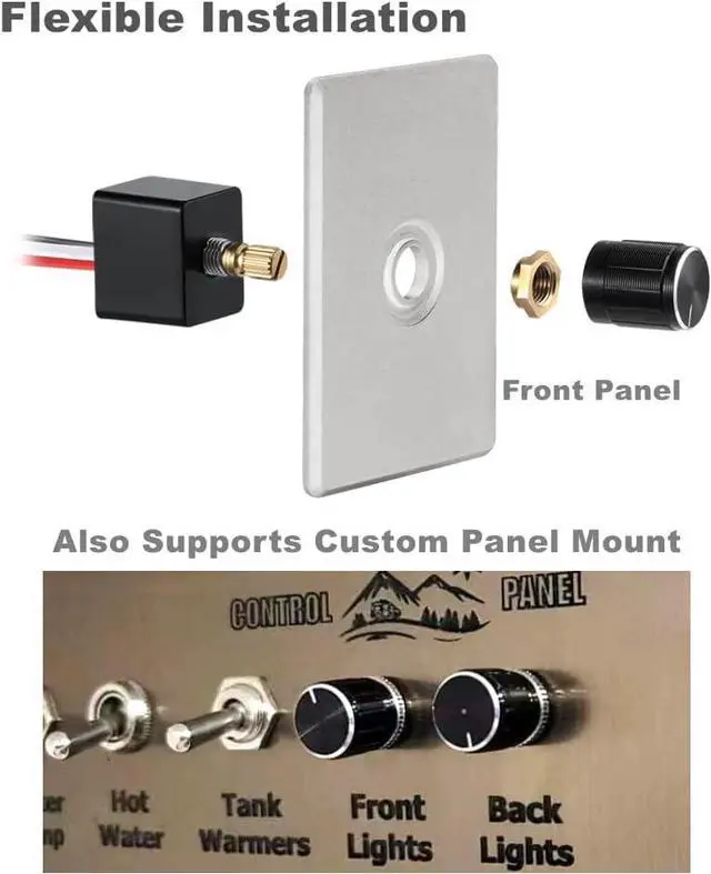 Alt view image 3 of 7 - 12V Dimmer Switch, RV Dimmer High Side PWM Dimmer Switch for Boat Camper Trailer Van Truck, for LED Lamps, Halogen, Incandescent, Strip Lights