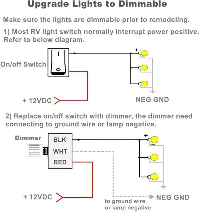 Alt view image 5 of 7 - 12V Dimmer Switch, RV Dimmer High Side PWM Dimmer Switch for Boat Camper Trailer Van Truck, for LED Lamps, Halogen, Incandescent, Strip Lights
