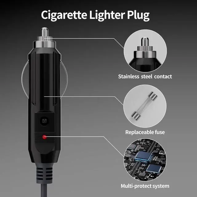 Alt view image 2 of 5 - Mini Cable Car Adapter, Mini DC Power Cord Direct to Cigarette 12V-24V Charger, 10FT/3M Mini Waterproof DC Male to Cigarette Lighter Plug and Play Power Cord