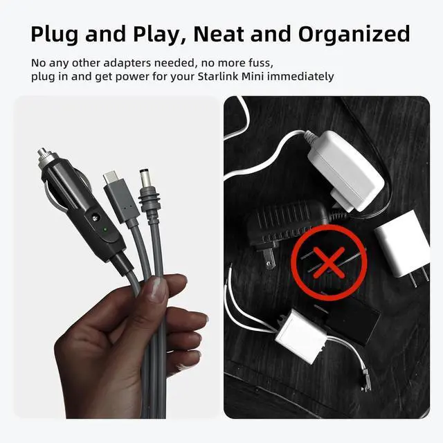 Alt view image 3 of 6 - 32.8ft Mini 3-in-1 DC Power Cord, 100W+ USB C 12-24V Cigarette Lighter Plug and DC Male Power Cord for Mini, Plug and Play Mini Accessories 10M