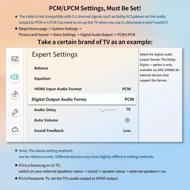 Alt view image 4 of 7 - Digital Optical to RCA Analog Audio Converter, Optical to RCA and 3.5mm Digital to Analog Converter for TV/DVD SPDIF/TOSLINK/Optical Port to Speaker Amplifier Headphones (10ft)