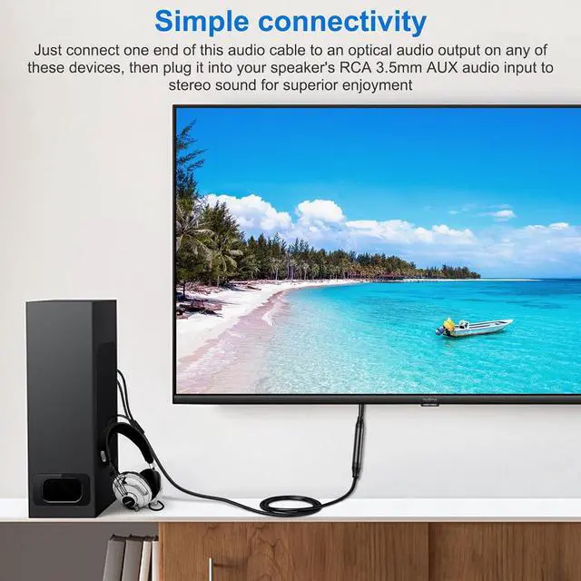 Alt view image 5 of 7 - Digital Optical to RCA Analog Audio Converter, Optical to RCA and 3.5mm Digital to Analog Converter for TV/DVD SPDIF/TOSLINK/Optical Port to Speaker Amplifier Headphones (10ft)
