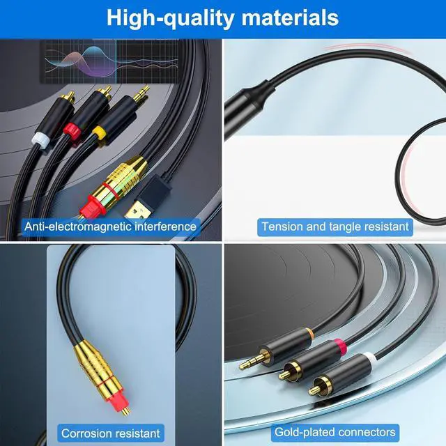 Alt view image 6 of 7 - Digital Optical to RCA Analog Audio Converter, Optical to RCA and 3.5mm Digital to Analog Converter for TV/DVD SPDIF/TOSLINK/Optical Port to Speaker Amplifier Headphones (10ft)