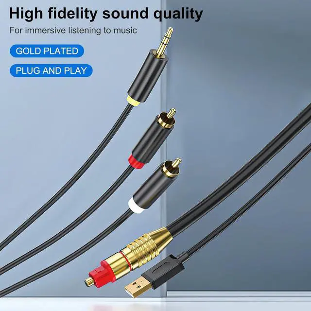 Alt view image 7 of 7 - Digital Optical to RCA Analog Audio Converter, Optical to RCA and 3.5mm Digital to Analog Converter for TV/DVD SPDIF/TOSLINK/Optical Port to Speaker Amplifier Headphones (10ft)