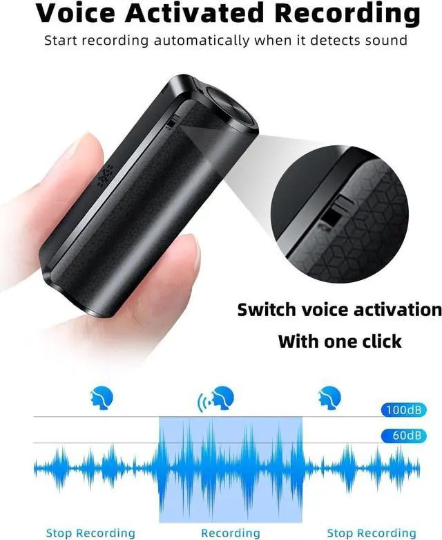 Alt view image 4 of 7 - 128G Magnetic Voice Recorder with AI Intelligent Triple Noise Reduction, 35-Day Continuous Recording Device, Voice-Activated Voice Recorder, Digital Voice Recorder for Meetings/Interviews/Classes