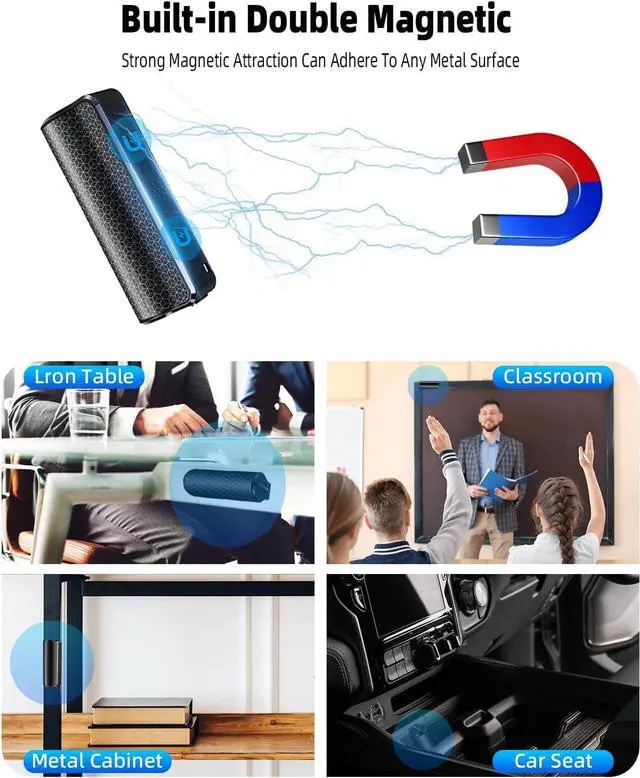 Alt view image 6 of 7 - 128G Magnetic Voice Recorder with AI Intelligent Triple Noise Reduction, 35-Day Continuous Recording Device, Voice-Activated Voice Recorder, Digital Voice Recorder for Meetings/Interviews/Classes