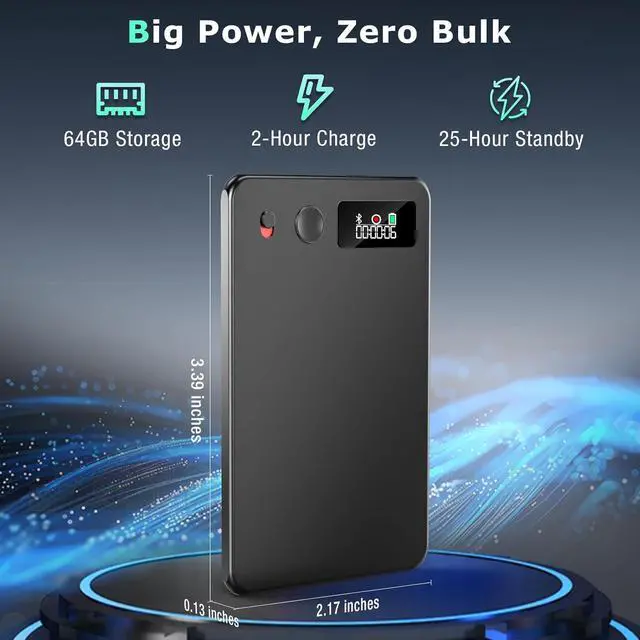 Alt view image 3 of 7 - AI Voice Recorder, Audio Activated Recorder with Playback, App Controlled, Transcribed and Summarized with AI Technology, 190 Languages, 64GB Memory for Lectures, Learning, Meetings, Calls