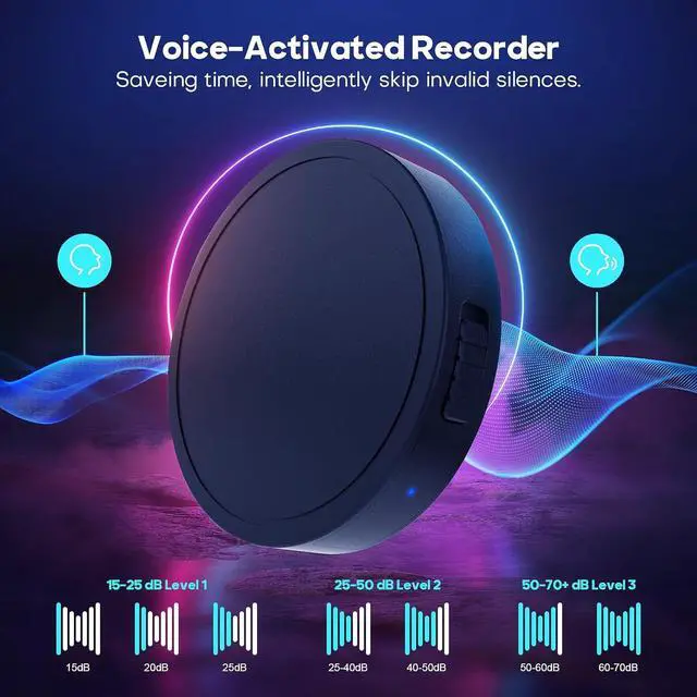 Alt view image 5 of 7 - 132G (9800 hours) voice-activated recorder with AI intelligent triple noise reduction, portable recorder for work, lectures and meetings [100H continuous recording device]