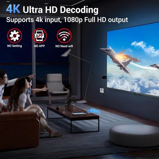 Alt view image 5 of 7 - Wireless HDMI Display Dongle Adapter, Portable Transmitter, Streaming Video/Audio/Files from Smartphone, Laptop to HDTV/Monitor/Projector HDMI Wireless Extender, Supports Airplay DLNA Miracast